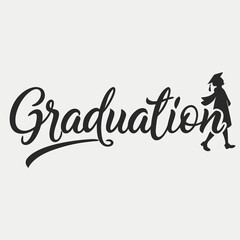 Graduation design with graduate silhouette walking