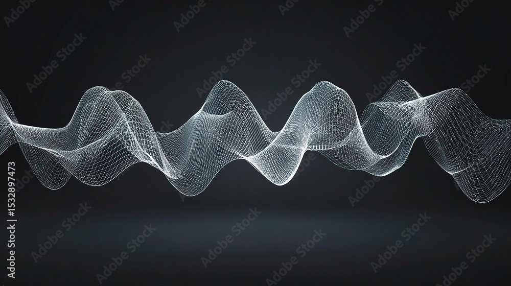 Poster dark steel waveform wireframe pattern in audio visual design