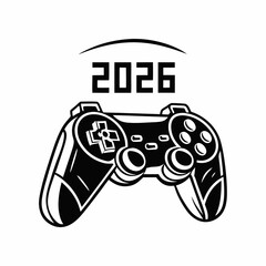 2026 video game controller design black and white illustration