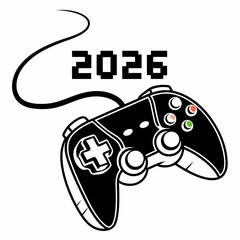2026 new year gaming controller pixel art design