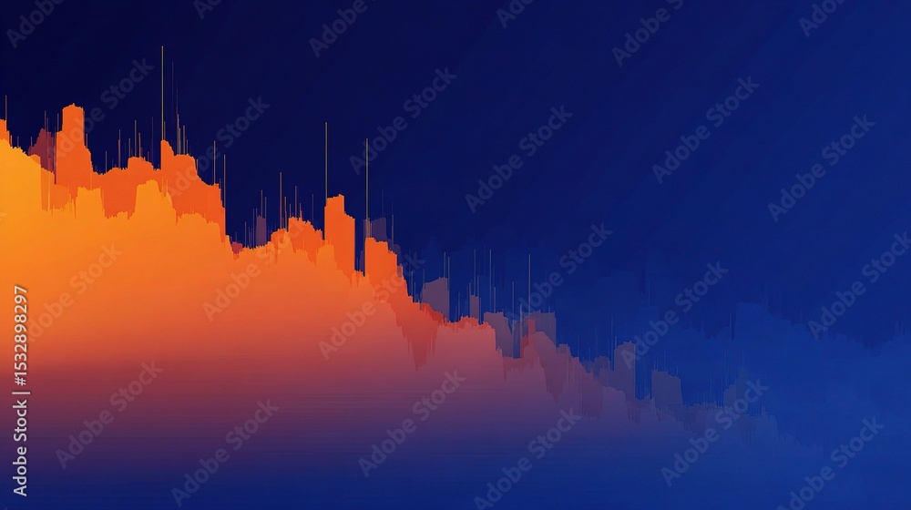 Aufkleber blue gradient background with descending graph displaying data trends