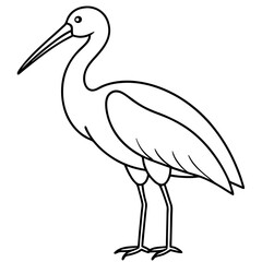 Spoonbill Outline Vector in Simple Line Style