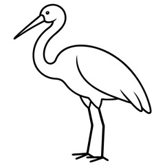 Spoonbill Outline Vector in Simple Line Style