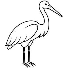 Spoonbill Outline Vector in Simple Line Style