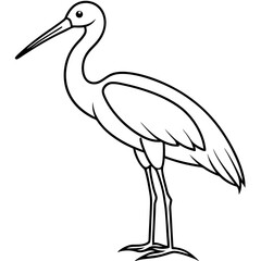 Spoonbill Outline Vector in Simple Line Style