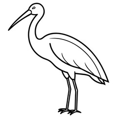 Spoonbill Outline Vector in Simple Line Style