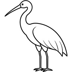 Spoonbill Outline Vector in Simple Line Style