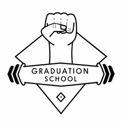 Graduation school fist pump graphic design element transparent png