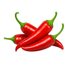Pile of Fresh Red Chili Peppers Isolated on Transparent Background