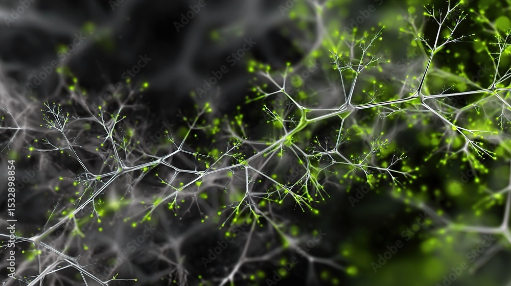 Poster abstract technology network background with silver and green elements