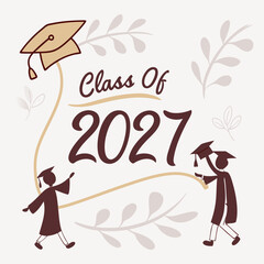 Class of 2021 graduation celebration design illustration