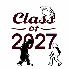 Class of 2027 graduation design with students silhouettes