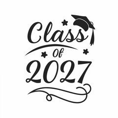 Class of 2027 graduation design element with transparent background