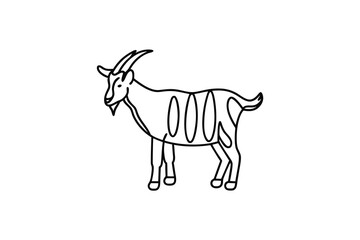 Simple line art drawing of a goat farm animal