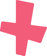 Obraz premium Stylized pink plus sign is floating on transparent canvas in flat design, copy space