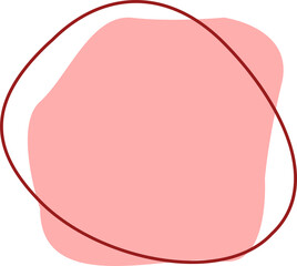 Flat design showing pink blob floating inside red scribble ellipse on transparent background