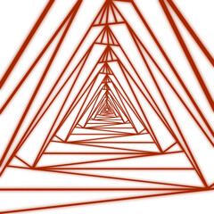 Abstract triangular tunnel is forming in flat design, with red angular frames on transparent canvas