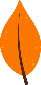 Fototapeta Flat design orange autumn leaf is floating on transparent background with yellow speckles