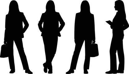 Businesswomen silhouettes vector graphics professional women in suits office workers female leaders icons 100 editable stock vector illustration