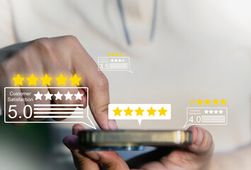 ustomer review satisfaction feedback survey concept, Customer can evaluate quality of service...