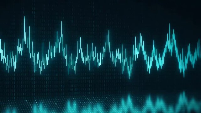 This visual representation of a digital audio waveform illustrates sound frequency and amplitude, showcasing the intricate beauty of sound waves in a modern technological context.