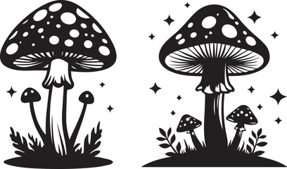 Mushrooms plant shape silhouette 