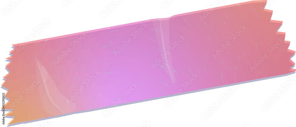 Poster abstract jagged ribbon is floating in flat design on transparent backdrop with pink violet gradient