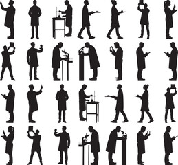 Diverse Scientists Silhouettes Researching Lab Experiments Studying Science
