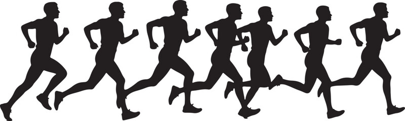 Running Silhouettes Marathon Runners Active People Fitness Exercise Sport
