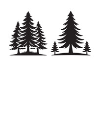 Set of  Silhouette icon of a pine tree , isolated on a white background