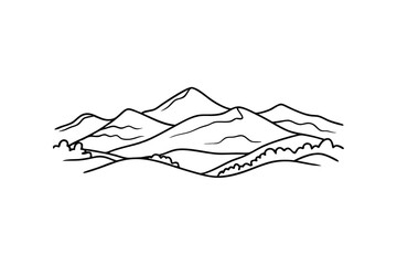 Simple line art mountain range landscape illustration