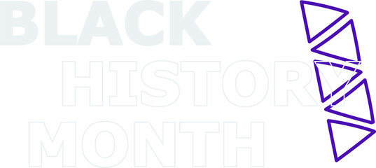 Featuring flat design celebrating Black History Month with purple triangles on transparent backdrop