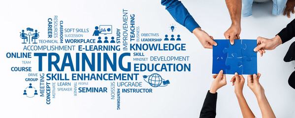 Engaging image showcasing diverse hands participating in a collaborative training session,...