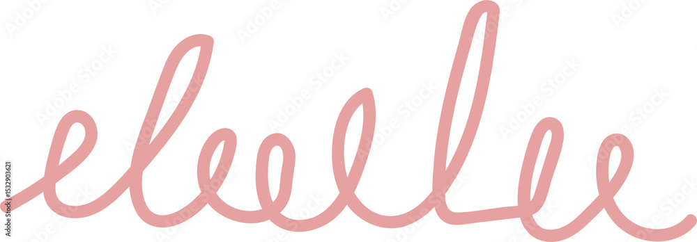 Poster flat design abstract decorative pink line is forming smooth cursive loops on transparent background