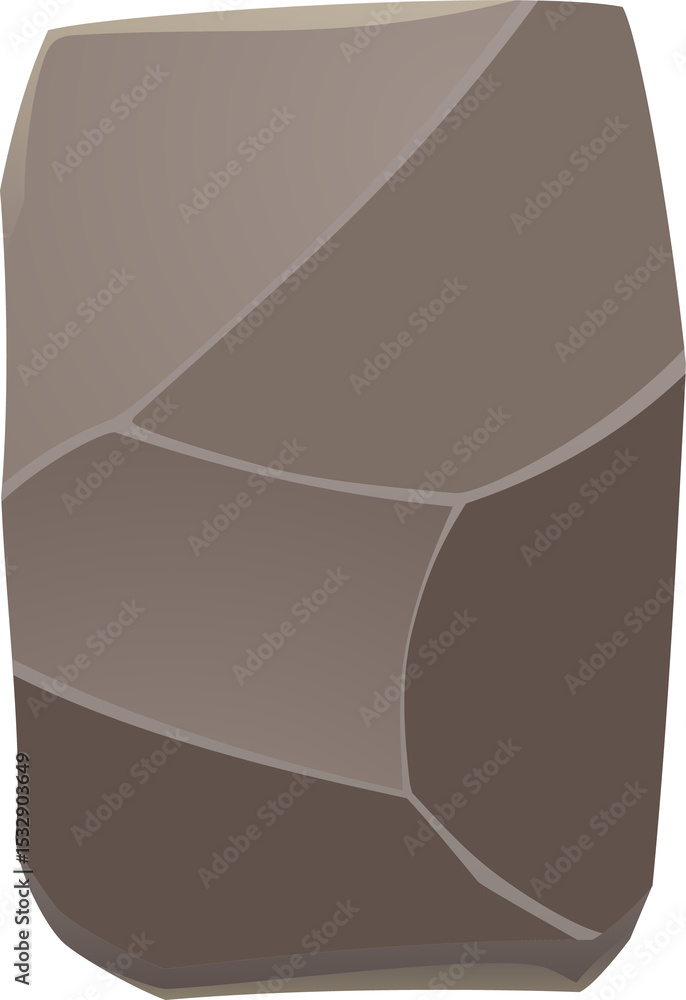 Poster faceted rock is floating in 3d design on transparent background featuring gradient shaded facets