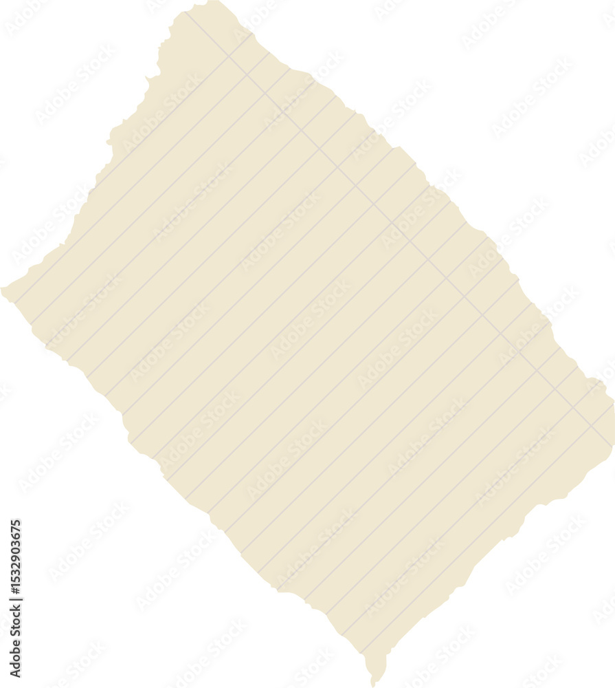 Poster torn paper is being displayed in flat design on transparent field with lines and margin line
