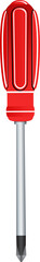 Phillips screwdriver is displaying red handle and silver tip in vector on transparent background