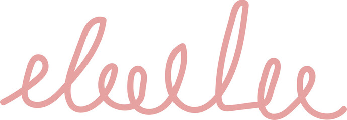 Flat design abstract decorative pink line is forming smooth cursive loops on transparent background