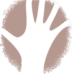 Stylized hand silhouette is being shown in flat design with distressed ring, transparent background
