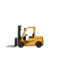 Yellow forklift model on black background