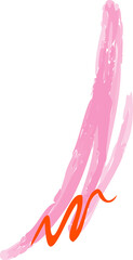 Hand-drawn brush strokes are flowing on transparent background with pink arcs and orange-red zigzag