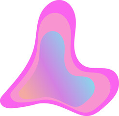 Showing flat blob on transparent background, neon-pink outline, pastel fill, peach to blue gradient