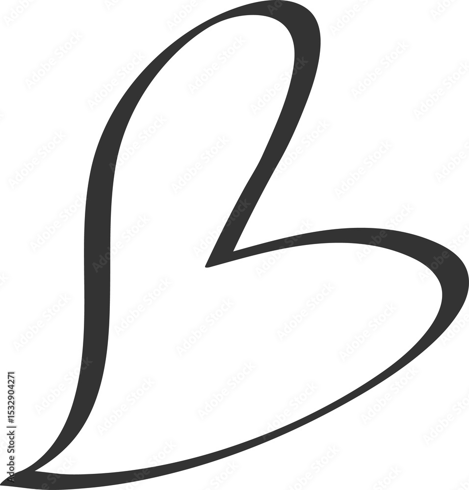 Poster abstract heart loop is floating in hand-drawn continuous black stroke on transparent background