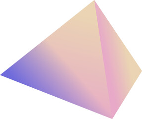 Stylized 3D pyramid is glowing in pastel gradient violet to yellow, transparent background