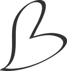 Abstract heart loop is floating in hand-drawn continuous black stroke on transparent background