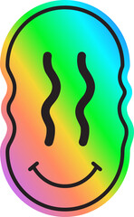 Obraz premium Flat-design smiling icon is showing rainbow with wavy eyes and curved mouth on transparent backdrop