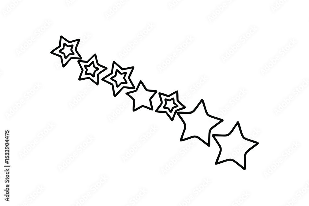 Poster seven simple line-art stars diagonal design element