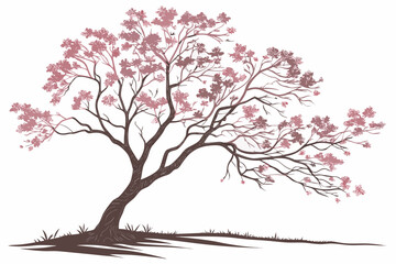Obraz premium Elegant pink blossom tree illustration