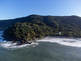 Beautiful Barra do Sahy beach at dawn on the north coast of São Paulo amidst the Atlantic forest