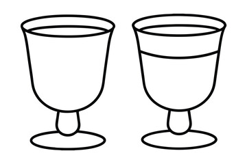 Two simple line-art goblets empty and full